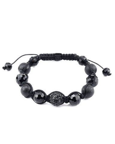 Black Rhinestone Ball Multi Beads Shamballa Bracelet XHB26BK