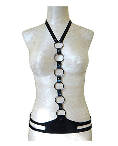 Single Hoop Strand Waist Belt w/ Collar Faux Leather Body Chain Body Accessory