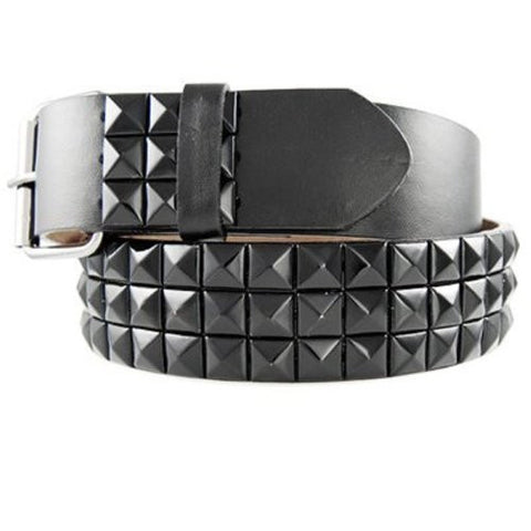 Geniune Leather Studded Belt with Black Studs