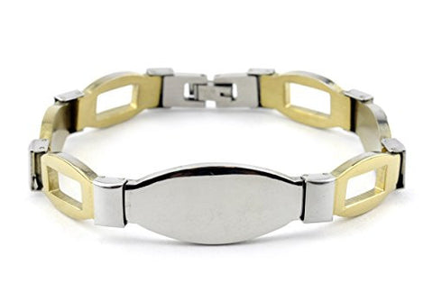 NYfashion101 Men's Fashionable Two-Tone ID Stainless Steel Bracelet 4032