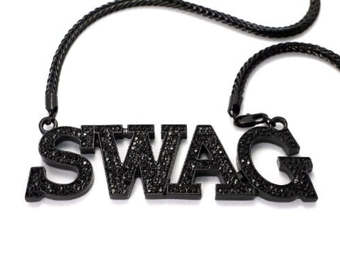 Iced Out SWAG Pendant w/ 36" Franco Chain in Jet Black Tone MHP23BK