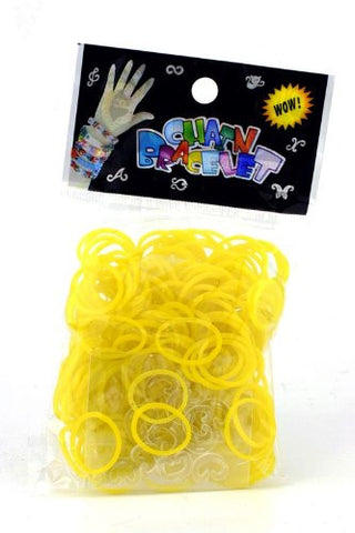 Refill for Loom Rubber Bands & Clips 600 Bands & 24 S-Clips Yellow