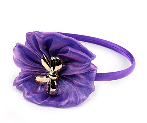 NYfashion101 Gold-Tone Ribbon Applique Satin Covered Wire Metal Skinny Headband