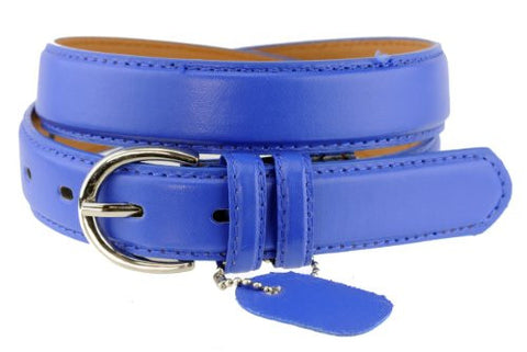 Nyfashion101 Women's Basic Leather Dressy Belt w/ Round Buckle H001-Royal Blue-S
