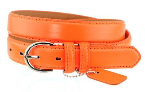 Nyfashion101 Women's Basic Leather Dressy Belt w/ Round Buckle H001-Orange-M