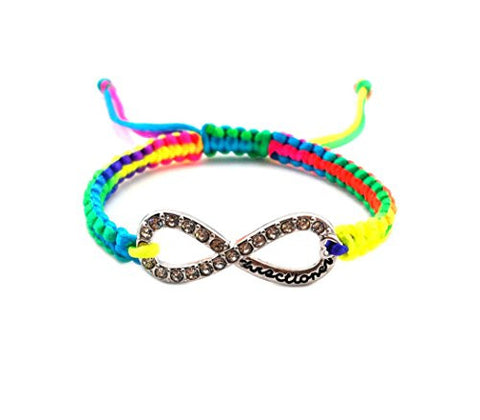 Rhinestone Infinity Rainbow Macrame Bracelet