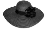 Women's Straw Paper Wide Brim Floppy Hat W/Flower FL1466