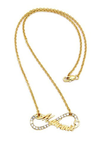 Mahomie (TM) Iced Out Gold Tone Infinity Sign Fan Necklace XC455G