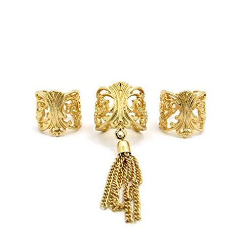 3 Piece Filigree Tassel Fashion Ring Set