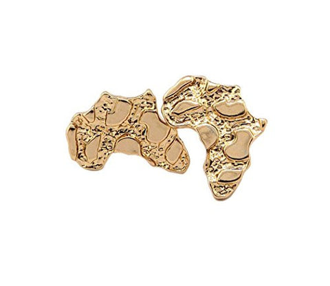 Nugget Africa Design Stud Earrings in Polished Gold-Tone XE1092G