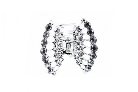 Womens Rhinestone Metal Claw Hair Clip Antique Silver IMC2043