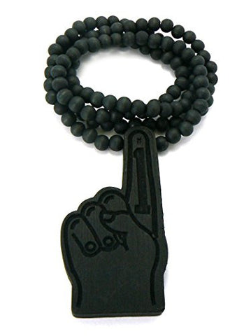#1 Hand Sign Wood Necklace