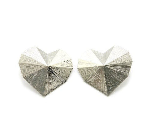 Brusehd Metal Carved Heart Earrings in Silver-Tone