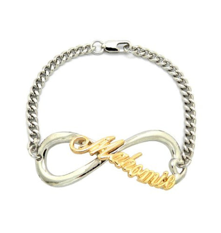 Mahomie (TM) Silver/Gold Tone Infinity Sign 4mm 7" Link Bracelet XB402RG