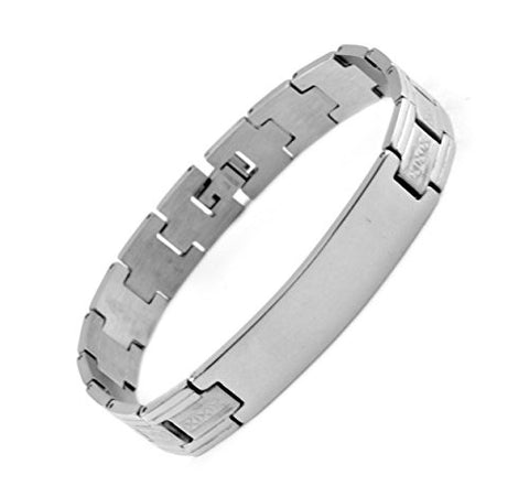 NYfashion101 Men's Fashionable Silver-Tone ID Stainless Steel Bracelet 4003