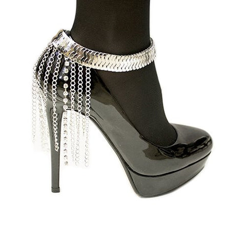 Silver Color Multi Link Drop Heel Chain Fashion Anklet DB1021RDCLR