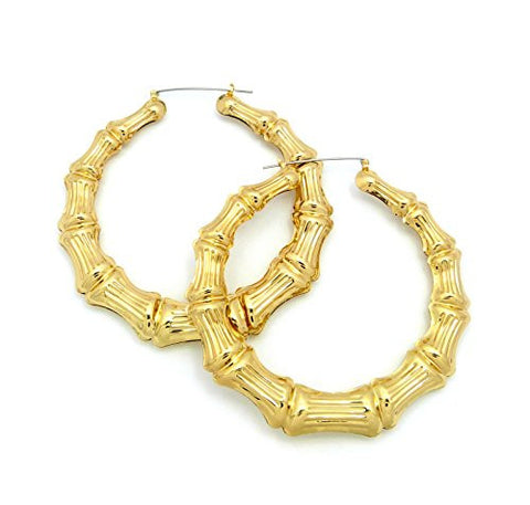 Classic Bamboo Door Knocker Hoop Earrings in Gold-Tone XE1121G-10