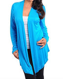 NYfashion101 Open Front Long Sleeve Top w/Lace Back Plus Sizes Turquoise