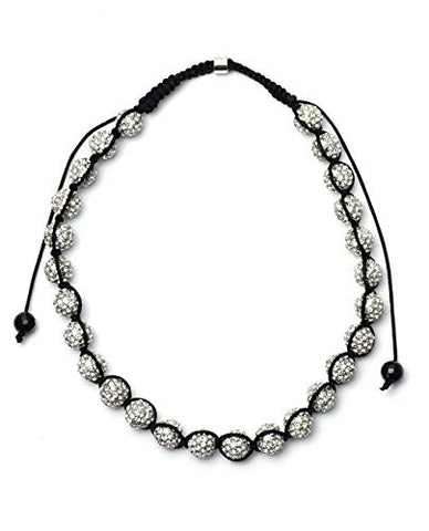 Silver-Tone Encrusted Ball Shamballa Choker Necklace XC137RH
