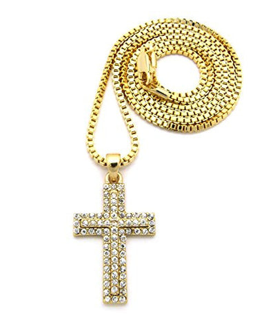 Pave Stacked Cross Necklace