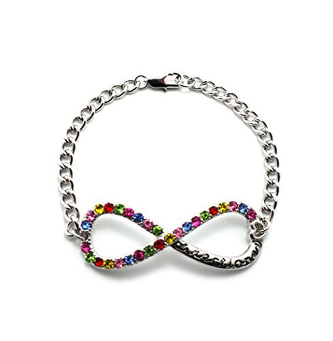 Multi-Color Rhinestone Infinity Link Bracelet