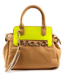 NYfashion101 (TM) Colorblock Satchel Bag Chain Accent Handbag CBN203
