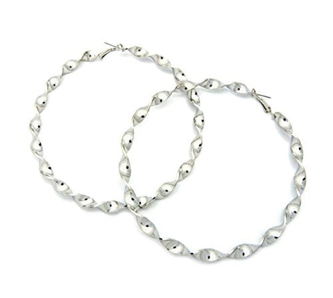 Solid Polished Twirled Hoop Earrings in Silver-Tone