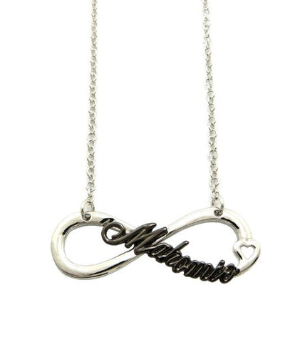 Mahomie Fans 18" Two-Tone Infinity Necklace (Silver/Hematite-Tone)