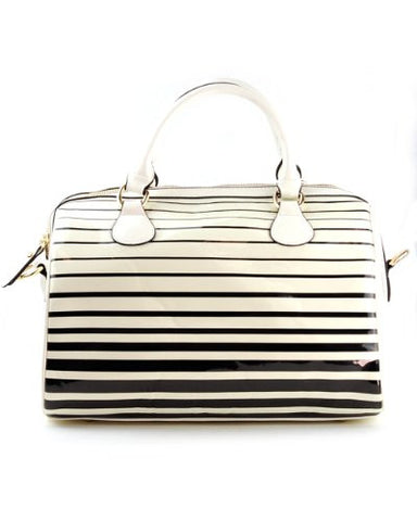 NYfashion101 (TM) Patent Leather Trendy Stripe Doctor Style Handbag PSE03
