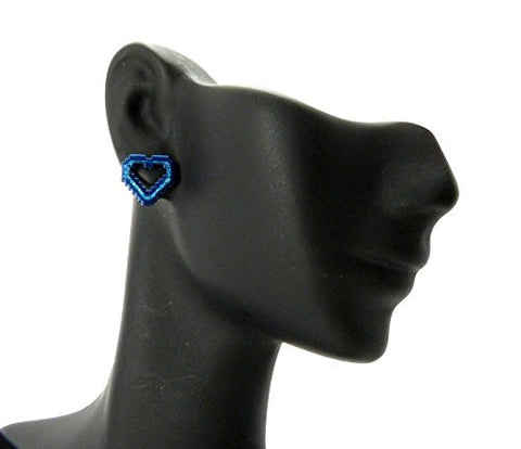 Pixel Heart Stud Earrings in Blue