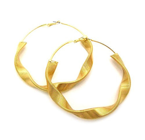 Twist Chain Wrap 3.25" Hoop Earrings in Gold-Tone