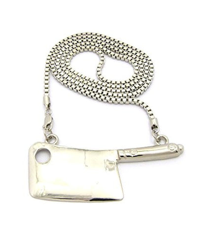 Smooth Hatchetman&cent;&ccedil; Hatchet Pendant w/ 3mm 30"Box Chain Necklace in Silver-ToneT