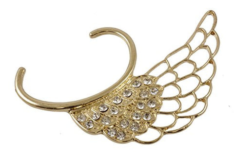 Rhinestone Stud Angel Wing Fashion Ear Cuff in Gold-Tone