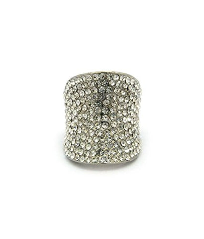 Women's Glamorous Enlarged Rhinestone Studded Stretch Ring in Silver-Tone