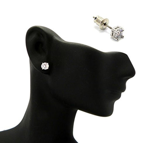 Round Cut Clear Cubic Zirconia Stud Earrings