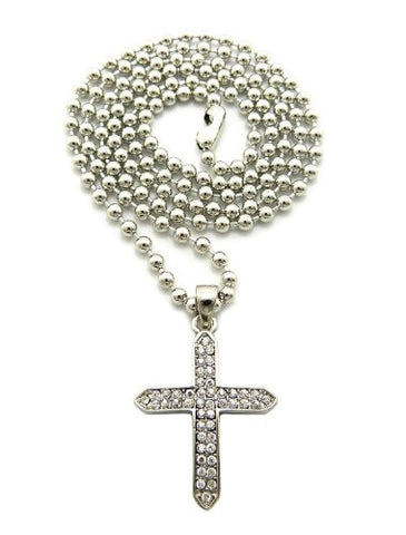 Pave Edged Cross Pendant Necklace