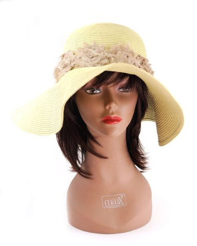 NYfashion101 Women's UPF 50+ Paper Woven Floppy Sun Hat w/ Floral Accent by D&Y
