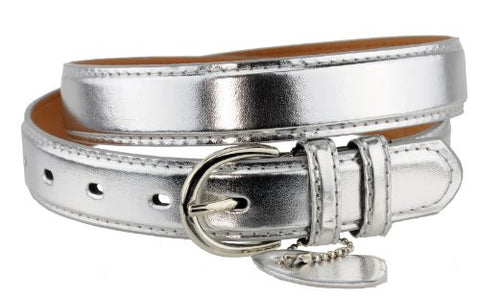 Nyfashion101 Women's Basic Leather Dressy Belt w/ Round Buckle H001-Silver-M