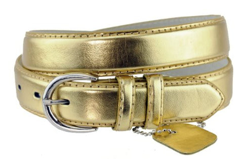 Nyfashion101 Women's Basic Leather Dressy Belt w/ Round Buckle H001-Gold-XL