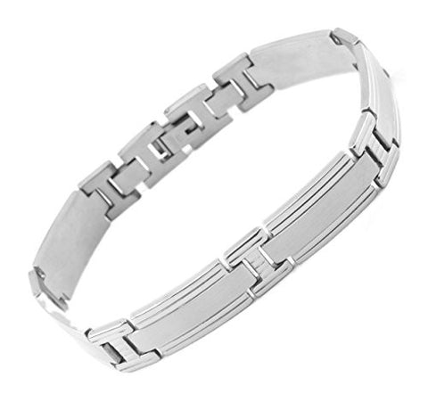 NYfashion101 Fashionable Rectangular Silver-Tone Stainless Steel Bracelet 4002