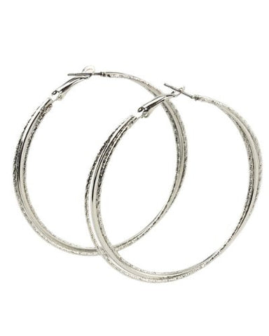 High Quality Hypo-Allergenic 40mm Triple-Ring Hoop Earrings in Silver-Tone MADE IN USA-S