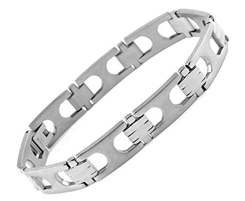 NYfashion101 Fashionable Silver-Tone Stainless Steel Chain Link Bracelet 4026