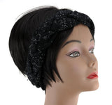 Women's Warm Winter Knitted Breaded Headband w/ Silver Accents HB17160