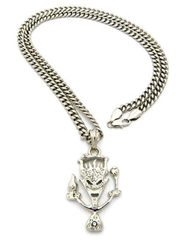 The Amazing Jeckel Brothers Clown Hip Hop Pendant with 24" Cuban Link Chain - Silver-Tone XSP238RCC