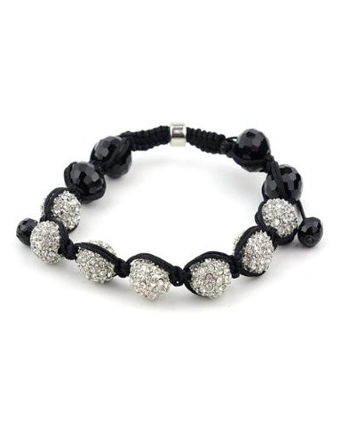 Encrusted Silver Tone Ball Shamballa Bracelet