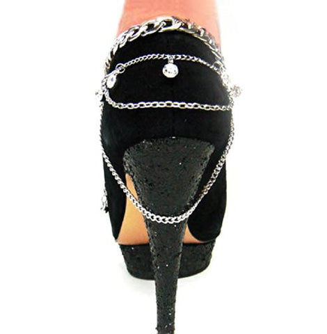 Stunning Multi Style Chain Silver Tone Adjustable Anklet Heel Chain IHN1009R