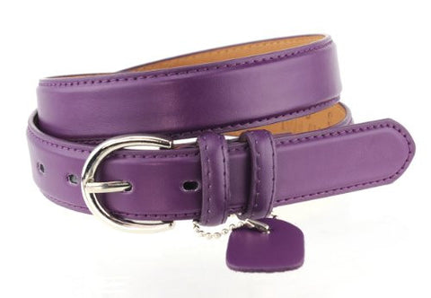 Nyfashion101 Women's Basic Leather Dressy Belt w/ Round Buckle H001-Purple-S