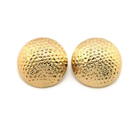 Hammered Half Ball Stud Earrings in Gold-Tone