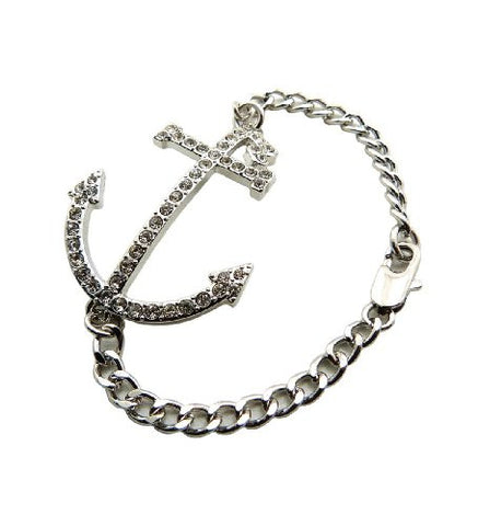 Paved R Navy Anchor Bracelet