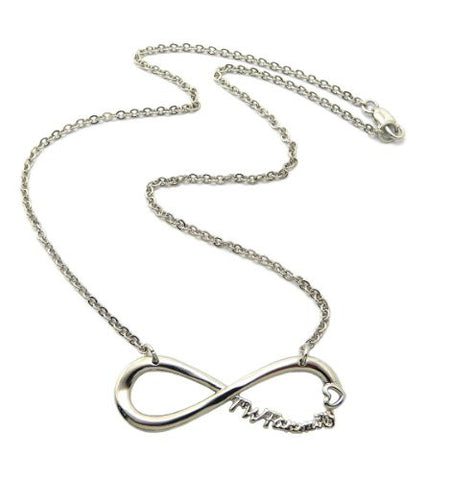 TWFanmily Infinity Loop Pendant 2mm 18" Link Chain Necklace in Silver-Tone